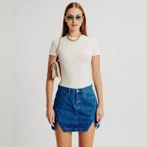 Torn By Ronny Kobo Erika Skirt Medium Wash Size M Denim Mini Skirt